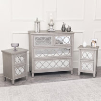 Tall slim mirrored store chest of drawers